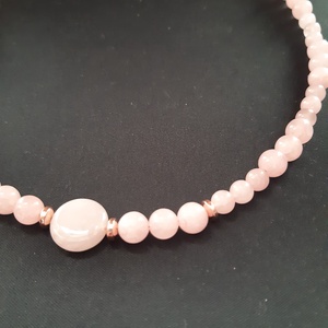 Rózsakvarc nagylánc rosegold köztesekkel - ékszer - nyaklánc - medál - Meska.hu