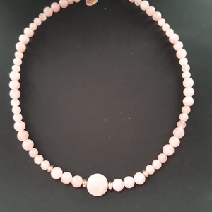Rózsakvarc nagylánc rosegold köztesekkel - ékszer - nyaklánc - medál - Meska.hu