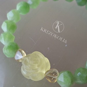 Peridot citrin rózsával , Ékszer, Karkötő, Ásványkarkötő, Ékszerkészítés, MESKA