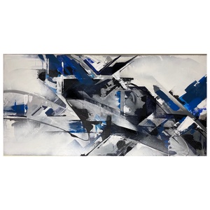 Blue And Gray 50X100, Művészet, Festmény, Akril, Festészet, Festett tárgyak, MESKA