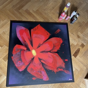 Field Poppy 100X100 - művészet - festmény - akril - Meska.hu