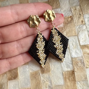 Miyuki Picasso fülbevaló, Ékszer, Fülbevaló, Lógó fülbevaló, Gyöngyfűzés, gyöngyhímzés, MESKA