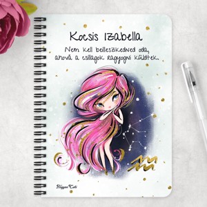 Személyre szabható - Rózsaszín hajú Csini Vízöntő lány mintás A5-ös füzet - otthon & életmód - papír, írószer - jegyzetfüzet & napló - Meska.hu