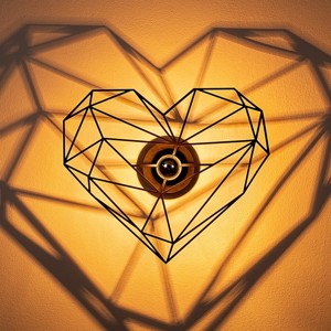 Geometrikus szív árnyékvető fali lámpatest fából, Otthon & Életmód, Lámpa, Fali & Mennyezeti lámpa, , MESKA