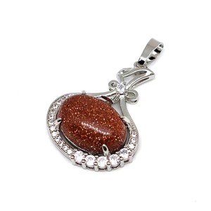 Ovális medál fém str Goldstone vörös 2,5x3cm, Ékszer, Nyaklánc, Medál, , MESKA