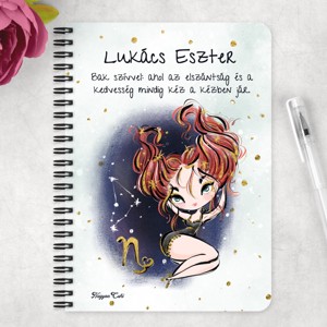 Személyre szabható - Vörös hajú Csini Bak lány mintás A5-ös füzet - otthon & életmód - papír, írószer - jegyzetfüzet & napló - Meska.hu