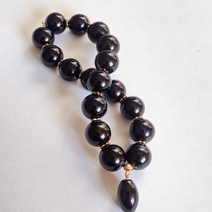 Fekete-arany ónix ásványkarkötő - ékszer - karkötő - gyöngyös karkötő - Meska.hu