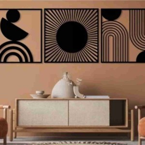 Modern geometrikus 3 részes falikép fából - Meska.hu