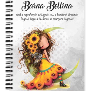 Személyre szabható - Lazulós Napraforgós tündérlány mintás A6-os füzet, Otthon & Életmód, Papír, írószer, Jegyzetfüzet & Napló, , MESKA