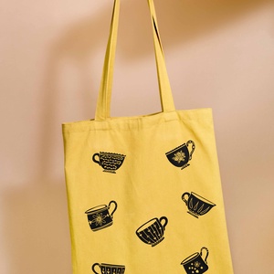 Görbe bögre vászontáska, Táska & Tok, Bevásárlás & Shopper táska, Shopper, textiltáska, szatyor, Fotó, grafika, rajz, illusztráció, MESKA