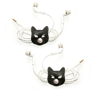 ' BLACK CATS ' Mini Kábelrendező csomag / 2db, Otthon & Lakás, Tárolás & Rendszerezés, Bőrművesség, Meska