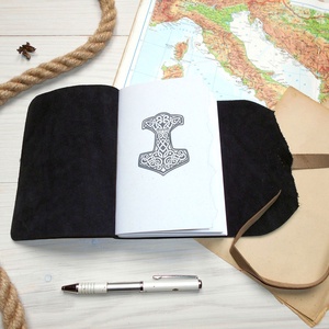 ' Mjölnir - THOR Kalapácsa ' Antik Bőr Napló A6 - Szimbólummal - Tépett első lappal -  - Meska.hu