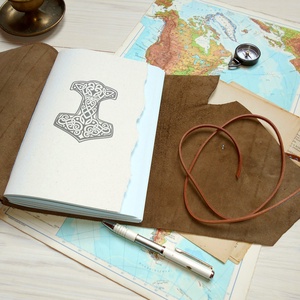 ' Mjölnir - THOR Kalapácsa ' Antik Bőr Napló A5 - Szimbólummal - Tépett első lappal -  - Meska.hu