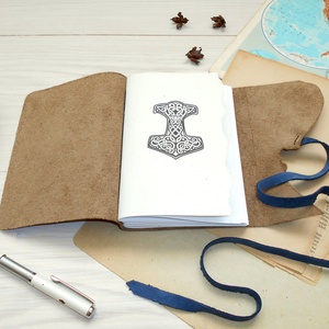 ' Mjölnir - THOR Kalapácsa ' Antik VALÓDI BŐR Napló A6 - Szimbólummal - Tépett első lappal - otthon & életmód - papír, írószer - jegyzetfüzet & napló - Meska.hu