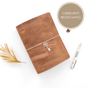 TITKOK KULCSA - Cserélhető füzetes valódi bőr borítású napló A5 méretben - A füzeteket nem tartalmazza a csomag, Otthon & Életmód, Papír, írószer, Jegyzetfüzet & Napló, Bőrművesség, Könyvkötés, MESKA