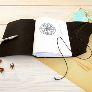 VIKING - Valódi bőr borítású kézműves napló A5 méretben - Vegvísir motívummal - otthon & életmód - papír, írószer - jegyzetfüzet & napló - Meska.hu