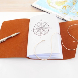 KALANDOR - Valódi bőr borítású kézműves napló A5 méretben - Iránytű motívummal - otthon & életmód - papír, írószer - jegyzetfüzet & napló - Meska.hu