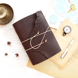 KALANDOR - Valódi bőr borítású kézműves napló A5 méretben - Iránytű motívummal - Meska.hu