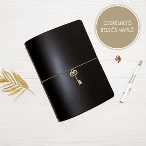 TITKOK KULCSA - Cserélhető füzetes valódi bőr borítású utazónapló A5 méretben - 4 db sima füzetet tartalmaz a csomag - Meska.hu