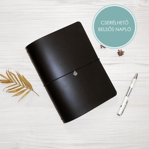 KALANDOR - Cserélhető füzetes valódi bőr borítású utazónapló A5 méretben - 4 db sima füzetet tartalmaz a csomag - Meska.hu
