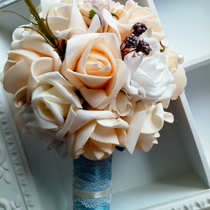 Egyedi, kézműves valami kék menyasszonyi örökcsokor -  - Meska.hu