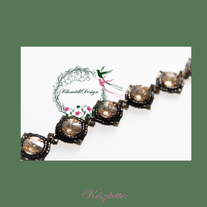 Diána karkötő - Swarovski Brown Gold - ékszer - karkötő - gyöngyös karkötő - Meska.hu