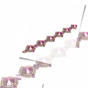 Diána karkötő - Swarovski Rózsaszín, Matt barna Írisz, Ékszer, Karkötő, Gyöngyös karkötő, Gyöngyfűzés, gyöngyhímzés, MESKA