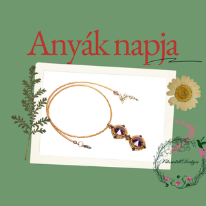 Diána nyaklánc- Swarovski Lila, arany, Ékszer, Nyaklánc, Medálos nyaklánc, Gyöngyfűzés, gyöngyhímzés, MESKA