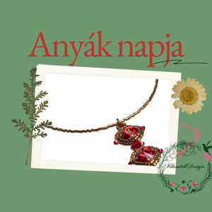 Diána nyaklánc- Swarovski piros, arany - Meska.hu