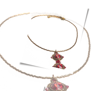 Diána nyaklánc- Swarovski piros, arany - Meska.hu