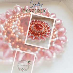  Mandala medál, sodronyon - narancs, rózsaszín , Ékszer, Nyaklánc, Medálos nyaklánc, Gyöngyfűzés, gyöngyhímzés, MESKA