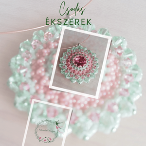  Mandala - menta, rózsaszín , Ékszer, Nyaklánc, Medálos nyaklánc, Gyöngyfűzés, gyöngyhímzés, MESKA