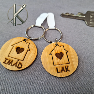 Imád - lak bambusz kulcstartó, Táska & Tok, Kulcstartó & Táskadísz, Kulcstartó, Gravírozás, pirográfia, MESKA