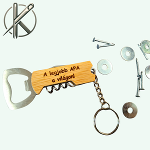 Bambusz kulcstartó szerszámmal - A legjobb APA a világon - Meska.hu