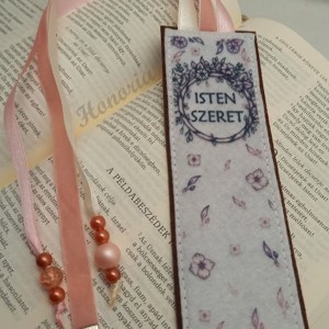 Keresztény, idézetes könyvjelző (Isten szeret), Könyv & Zene, Könyvjelző, Varrás, MESKA