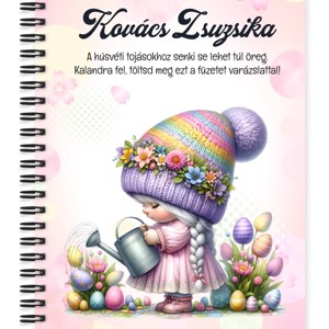 Személyre szabható - Locsoló Húsvéti manólány mintás A6-os füzet, Otthon & Életmód, Papír, írószer, Jegyzetfüzet & Napló, , MESKA