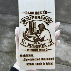 Gratulálunk tábla Mérnök, Otthon & Életmód, Dekoráció, Kép & Falikép, Táblakép, Gravírozás, pirográfia, MESKA