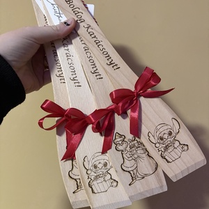 Karácsonyi fakanál, Otthon & Életmód, Konyhafelszerelés, tálalás, Sütés, főzés, Fakanál & Fakanáltartó, Gravírozás, pirográfia, A masni színe változhat, MESKA