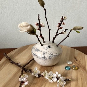 Fehér-szürkés Ikebana váza -  - Meska.hu