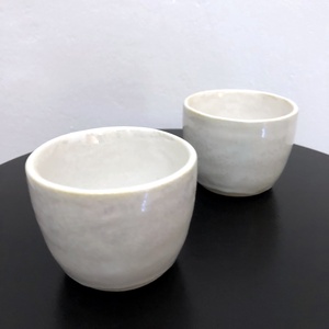 Gyöngyház fehér kerámia espresso pohárka - Meska.hu