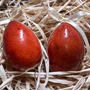 Piros kerámia húsvéti tojások - otthon & életmód - dekoráció - dísztárgy - Meska.hu