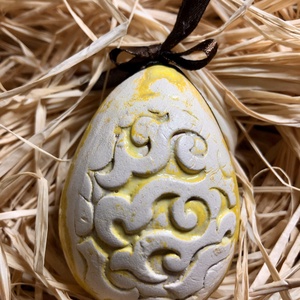 Sárga kerámia húsvéti tojások - otthon & életmód - dekoráció - dísztárgy - Meska.hu