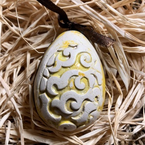 Sárga kerámia húsvéti tojások - otthon & életmód - dekoráció - dísztárgy - Meska.hu