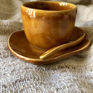 Cognac kerámia cappuccino pohár, Otthon & Életmód, Konyhafelszerelés, tálalás, Tálalás, Pohár, Kerámia, Agyagozás, MESKA