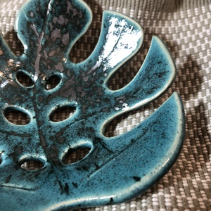 Türkiz-grafit kerámia szappantartó - otthon & életmód - fürdőszoba - szappantartó - Meska.hu