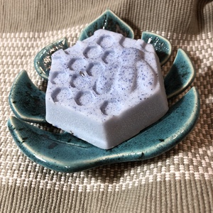 Türkiz-grafit kerámia szappantartó - otthon & életmód - fürdőszoba - szappantartó - Meska.hu