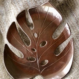 Rosé-gold pálmalevél tál - otthon & életmód - dekoráció - dísztárgy - Meska.hu