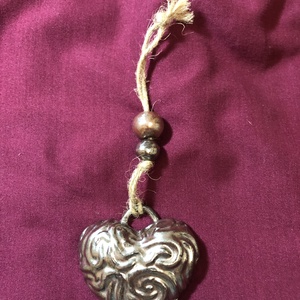 Kerámia szív függő - ezüst  - Meska.hu