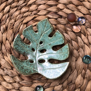 Menta-bronz pálmalevél szappantartó - otthon & életmód - fürdőszoba - szappantartó - Meska.hu