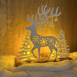 Téli asztali dísz  LED-es mécsestartó dekoráció, Karácsony, Adventi díszek, Adventi asztaldísz, , MESKA